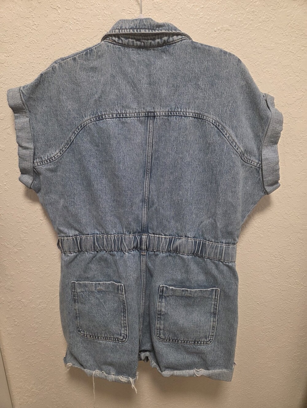 ZARA Light Blue Denim Short Sleeve One-Piece Romper - Picture 3 of 3